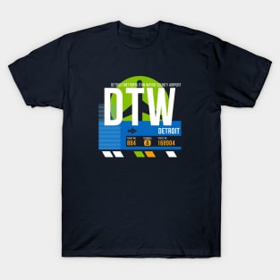 Detroit (DTW) Airport // Retro Sunset Baggage Tag T-Shirt